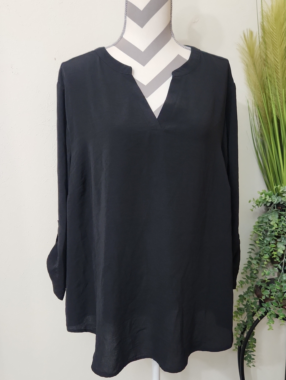 Maurices Black Split-V Tunic Top